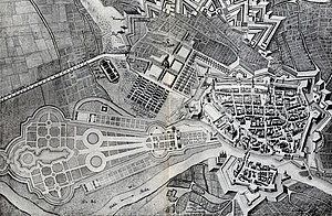 Stadtplan und Ansicht von Kassel, 1736 von Carl Friedrich Roth