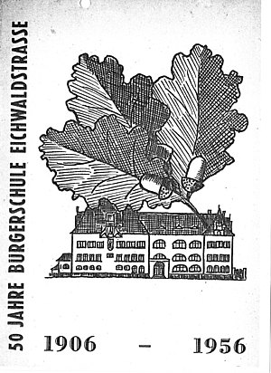 Deckblatt Bürgerschule Eichwaldstraße, Jubiläumsschrift 1956