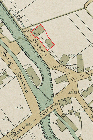 Karte von 1907 mit den Häusern Elbenstraße 15 und 19 