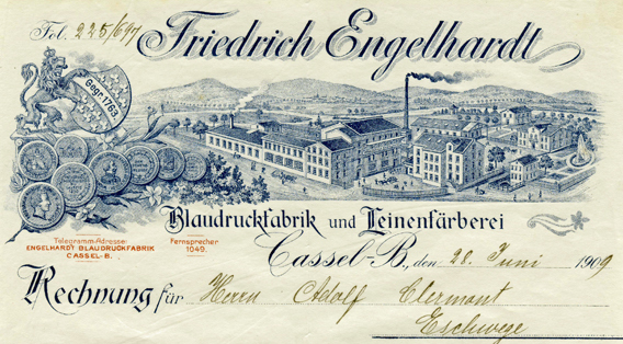 Rechnungskopf der Fa. F. Engelhardt aus 1909 