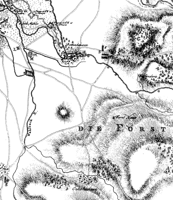 Kartenausschnitt vom Forst 1762 